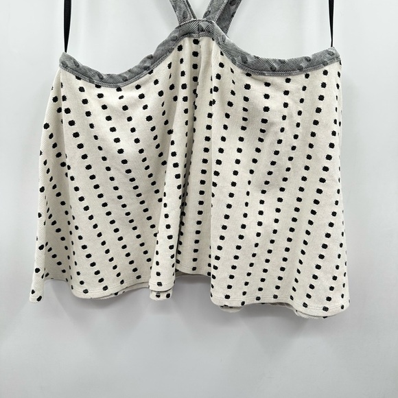 ANTHROPOLOGY Postage stamp white-black polka dot flowy woman swing summer tank M - Picture 7 of 11